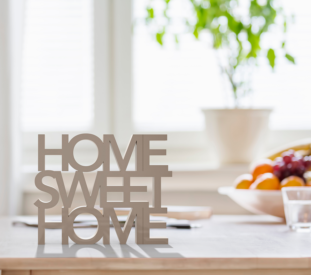 Home Sweet Home sign in a kitchen