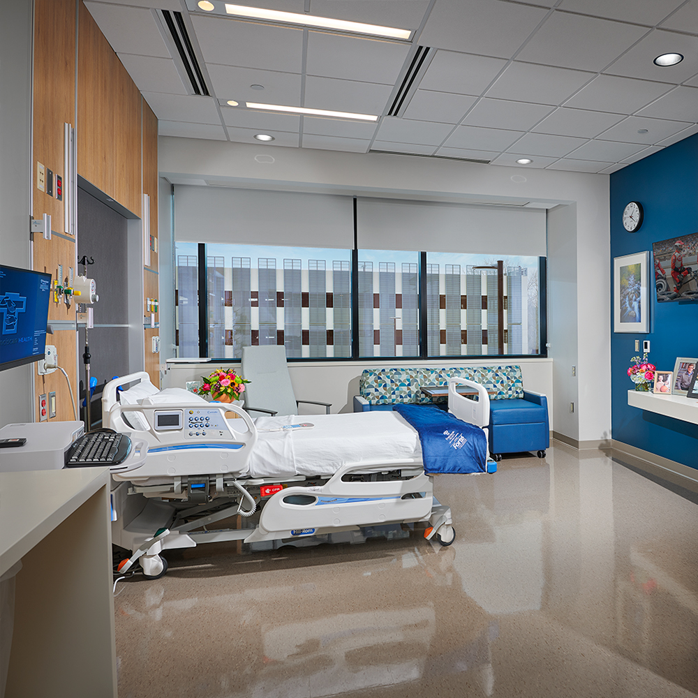 The hospital inpatient room.