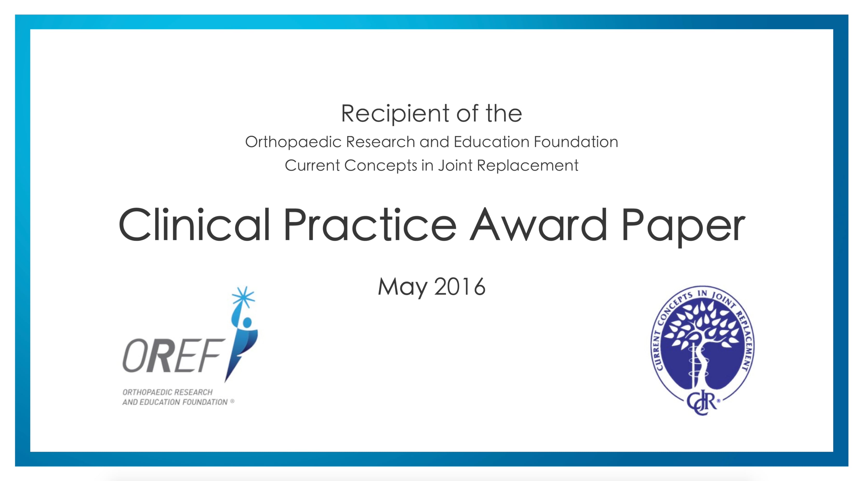 clinical practice award & award winning surgeon